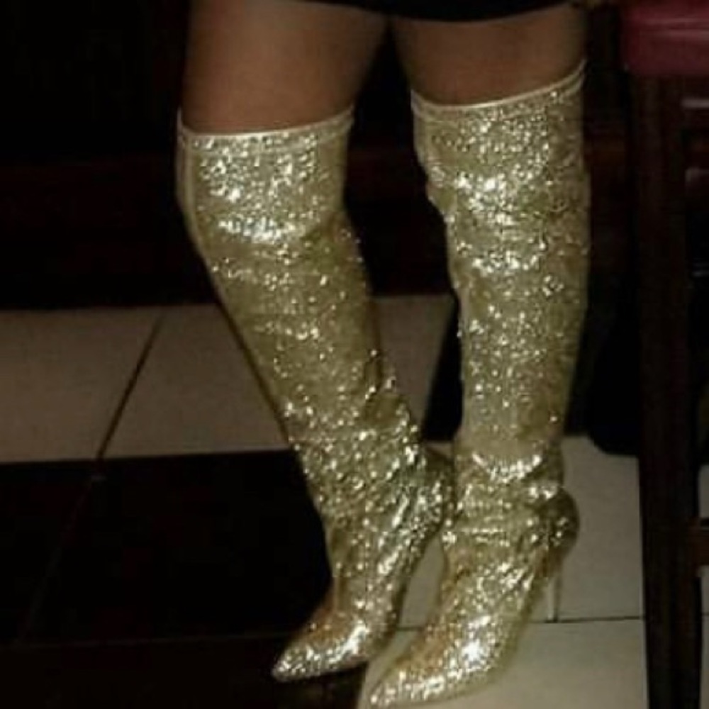 Glitter gold boots